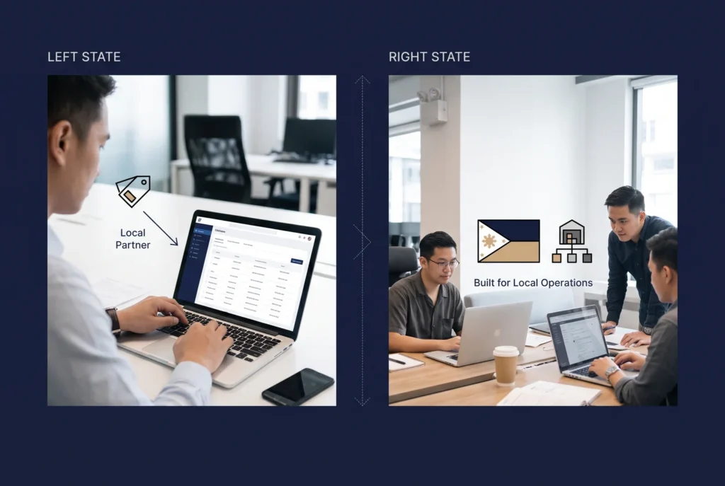 A local partner tag is not the same as being built for local operations from day one.